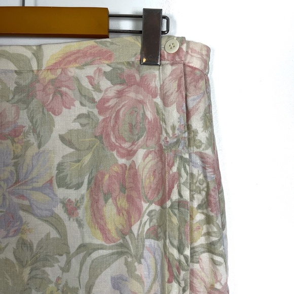 Vtg Jones New York Linen Pastel Floral Wrap Skirt - Picture 4 of 8